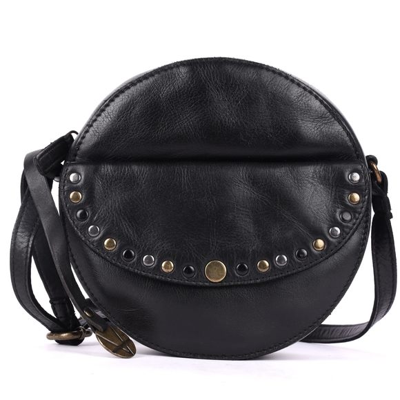 Vіlеnса Һоllаnԁ Handbags - Genuine Italian Leather Boho Studded Round Crossbody Sling Bag - Stylish, :^)